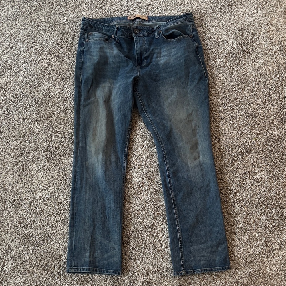 Vintage Seven7 men’s 38x32 Heavyweight Denim Dark Blue Faded Wide Leg Jeans